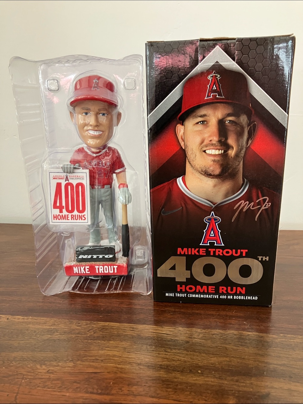Mike Trout 400th Home Run Bobblehead - Red & White ANGELS